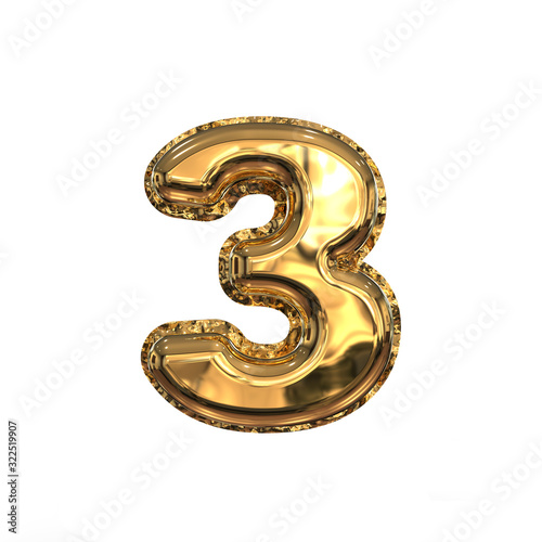 Golden Foil Helium Balloons Cyrillic Typeface. 3D Render Alphabet Isolated on White Background. Russian Letter Z.