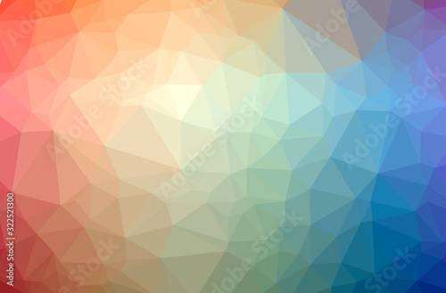 Illustration of abstract Blue  Green  Yellow And Red horizontal low poly background. Beautiful polygon design pattern.