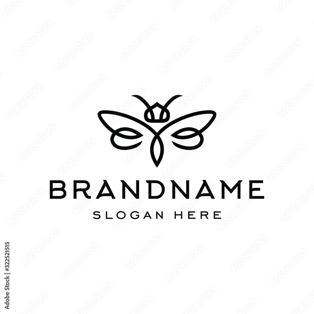 Obraz premium bee logo bumblebee icon illustration in trendy line linear outline style 