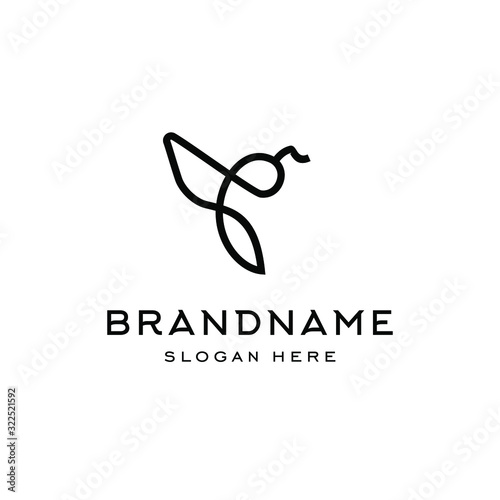 bee logo bumblebee icon illustration in trendy line linear outline style 