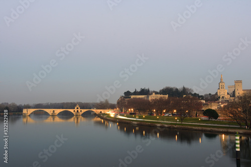 sunset in the city of Avignon, France