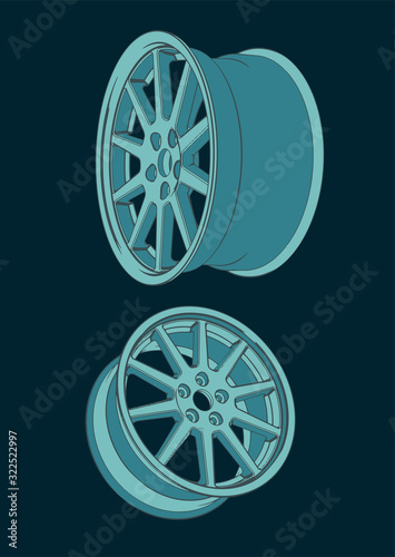 Car alloy wheels illustration
