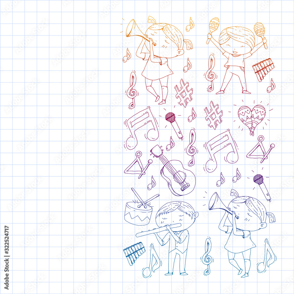 Music background for patterns. Vector illustration with musical instruments. Music background for patterns. Vector illustration with musical instruments.