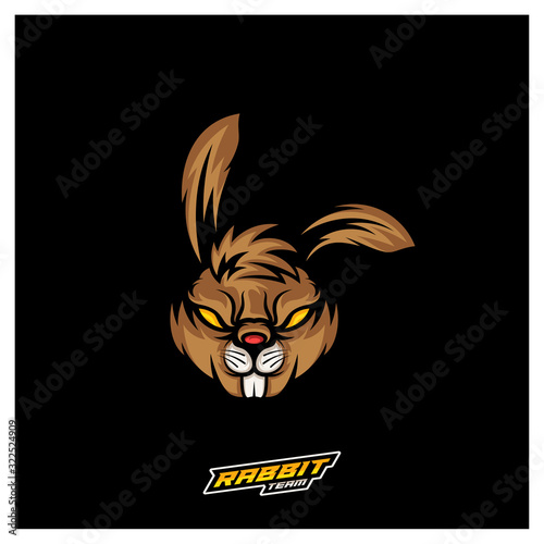 Rabbit Esport gaming mascot logo template Vector. Modern Head Rabbit Logo Vector
