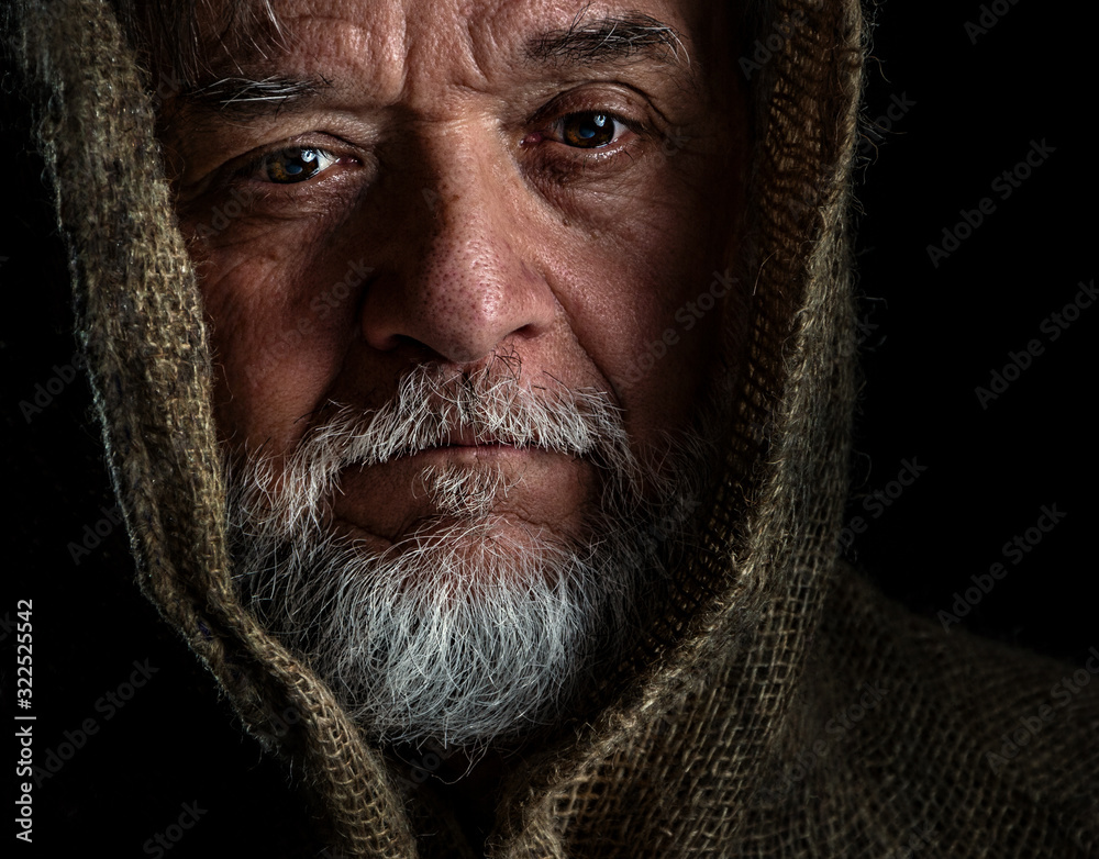 Medieval monk face and poor beggar Medieval monk face and poor beggar