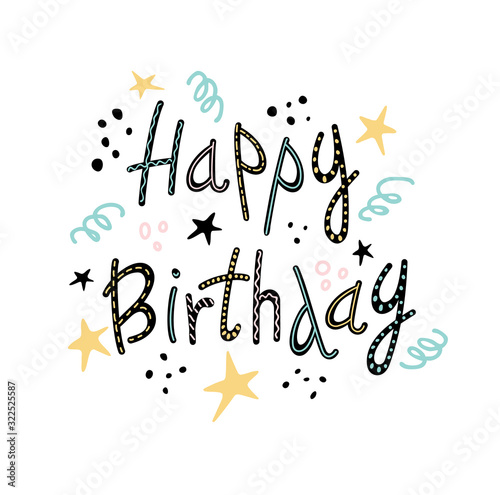 Happy birthday a wish vector greeting card with lettering