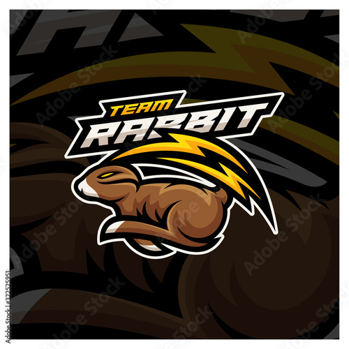 Rabbit Esport gaming mascot logo template Vector. Modern Head Rabbit Logo Vector