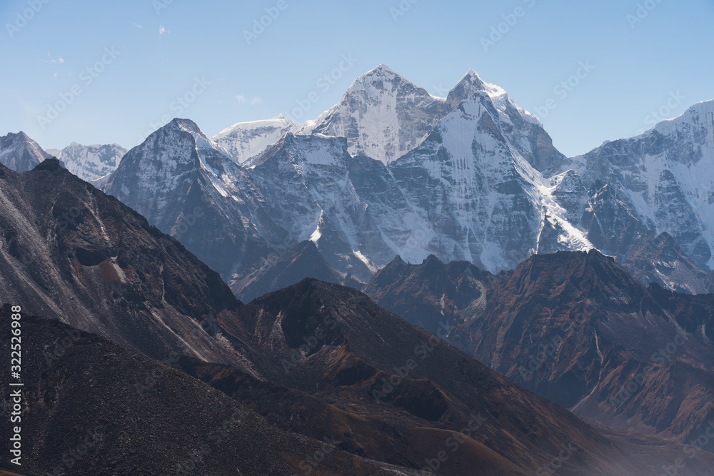 Kangtega mountain peak view from Dingboche view point, Everest region, Nepal