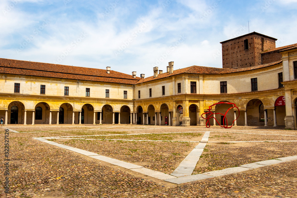 Piazza Castello or Castle Square gallery, inner courtyard of Palazzo Ducale or the Ducal Palace in Mantova or Mantua, Lombardy, Italy