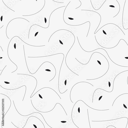 Abstract soft lines black-white seamless pattern