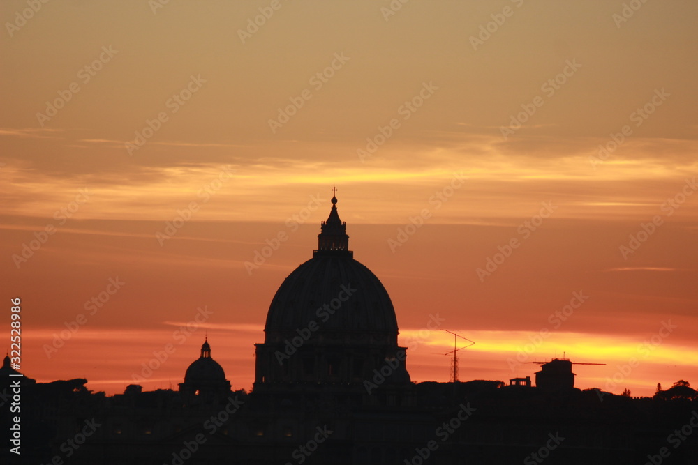 Veduta su Roma al tramonto