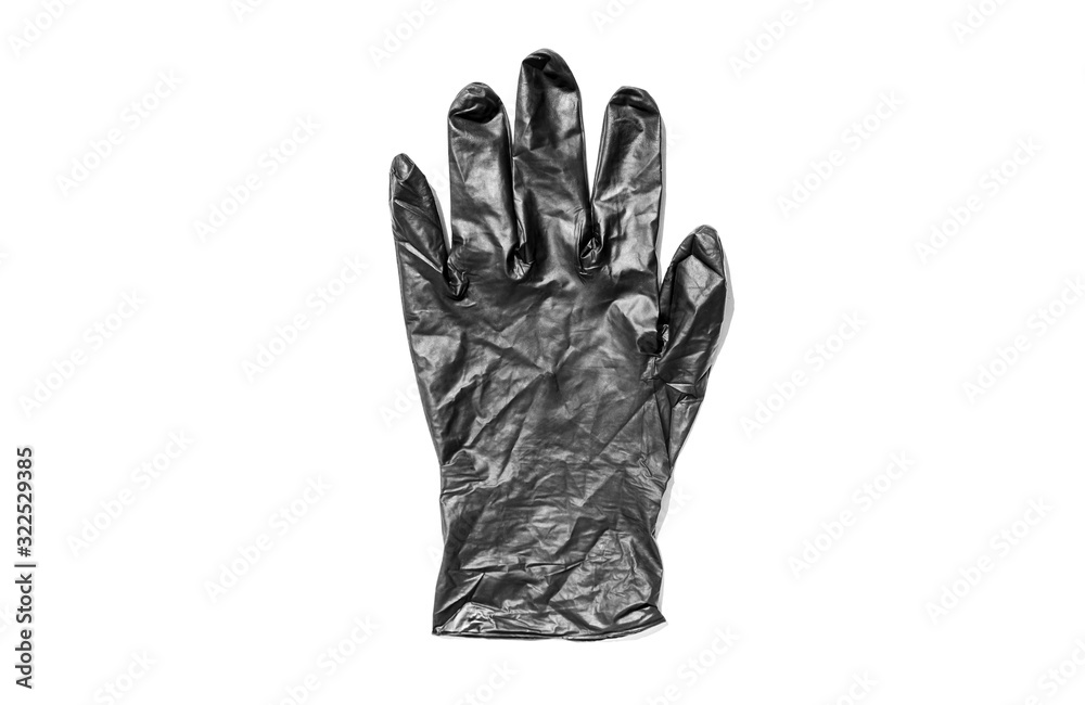 New black latex glove on white background. disposable rubber gloves. Protective subject New black latex glove on white background. disposable rubber gloves. Protective subject