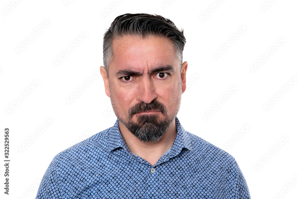 Portrait of angry man wearing blue shirt Portrait of angry man wearing blue shirt
