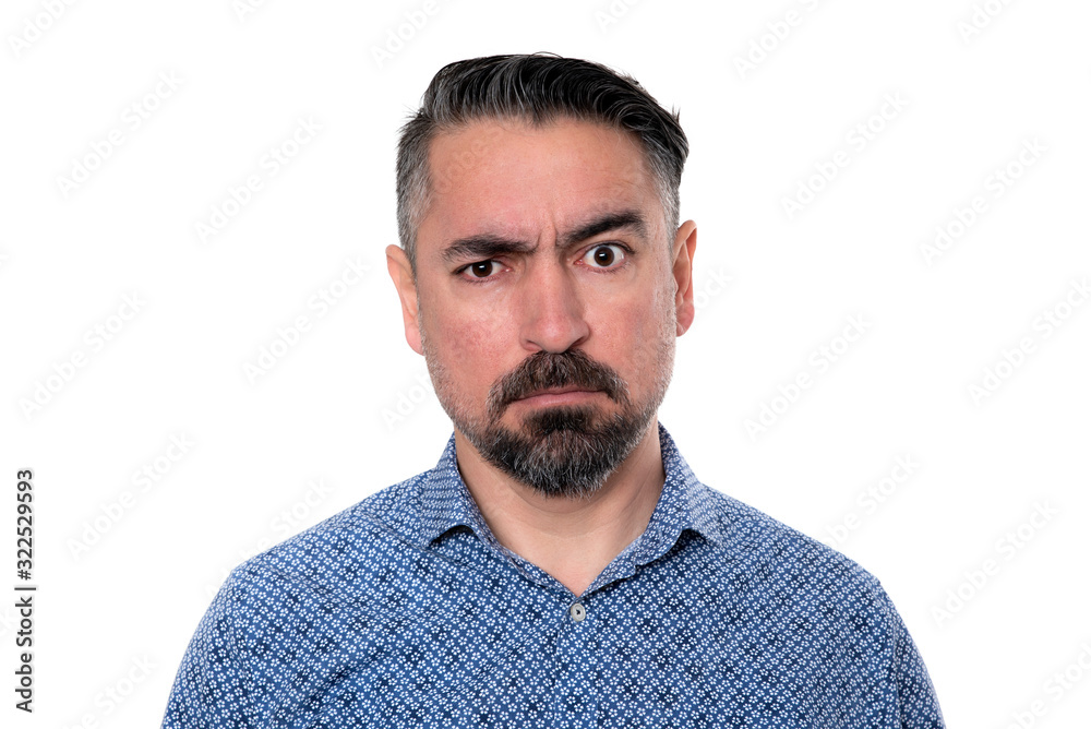 Portrait of angry man wearing blue shirt Portrait of angry man wearing blue shirt