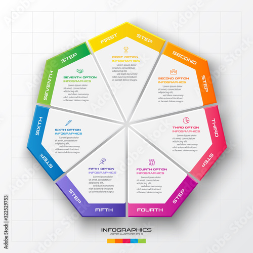 Vector heptagon element for infographic,Business concept with 7 options. photo