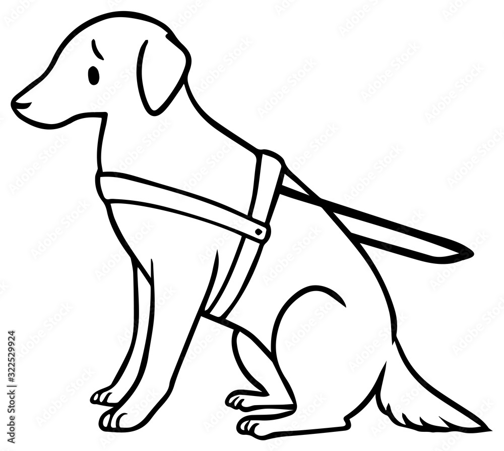 Obraz premium 盲導犬のイラスト_困り顔