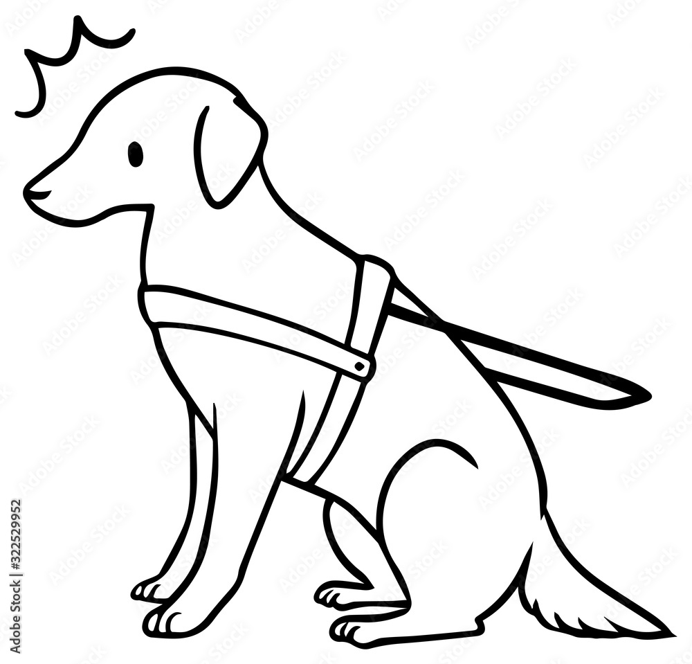 Obraz premium 盲導犬のイラスト_驚いた顔