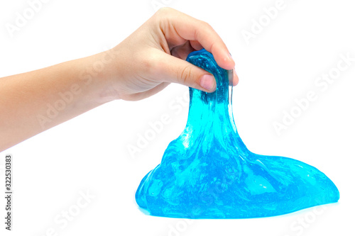 Blue slime for kid, isolated on white background photo