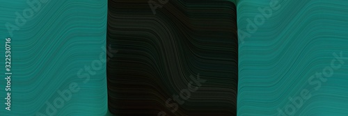 decorative banner with teal green  very dark green and very dark blue colors. dynamic curved lines with fluid flowing waves and curves