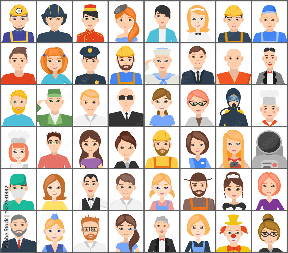Set of avatars of people, representatives of various professions. Vector illustration. Set of avatars of people, representatives of various professions. Vector illustration.