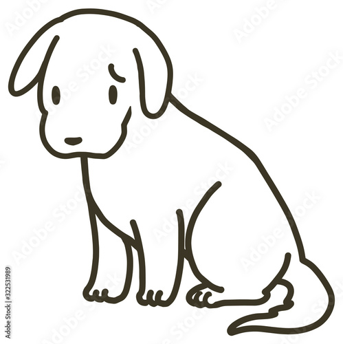 座っている犬のイラスト_困り顔