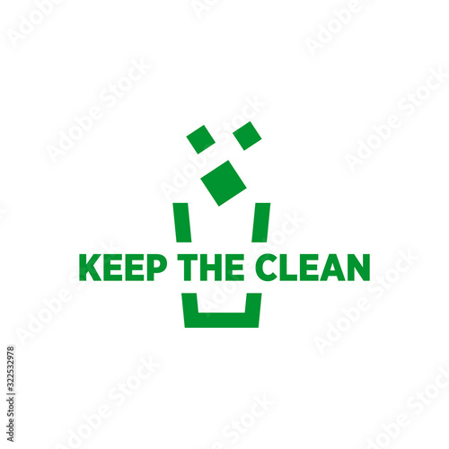 Environment campaign with trash bin icon logo design vector template