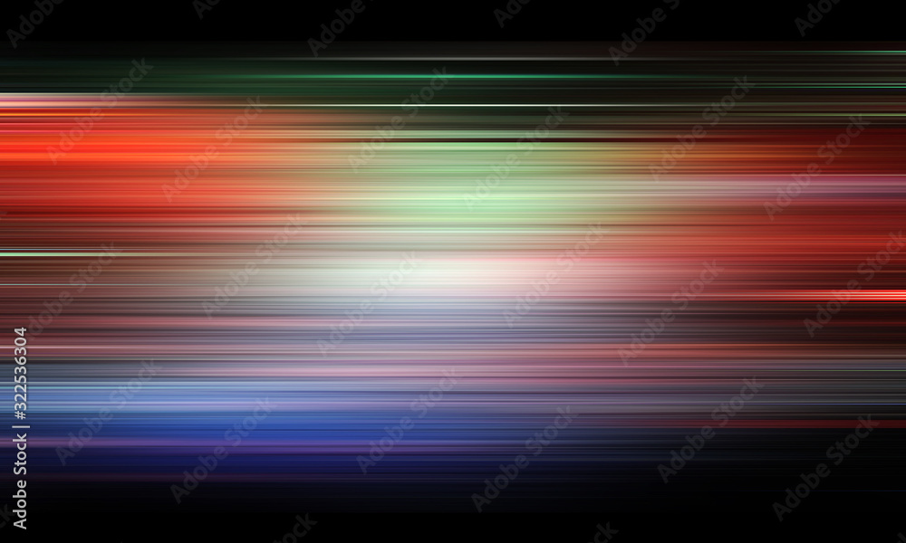 Abstract blured neon colorful line on black background
