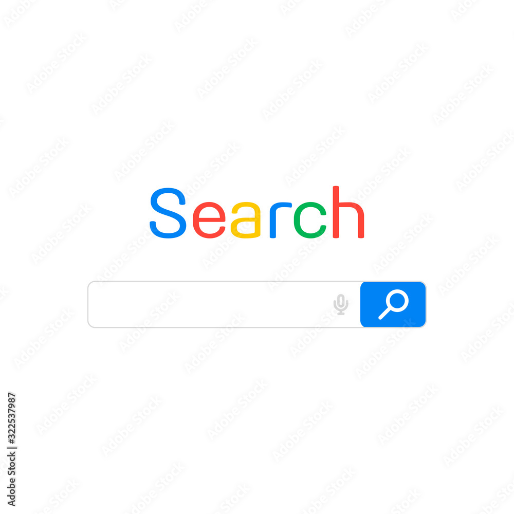 Search bar on site isolated on white background. Browser search engine template. Vector illustration EPS 10.