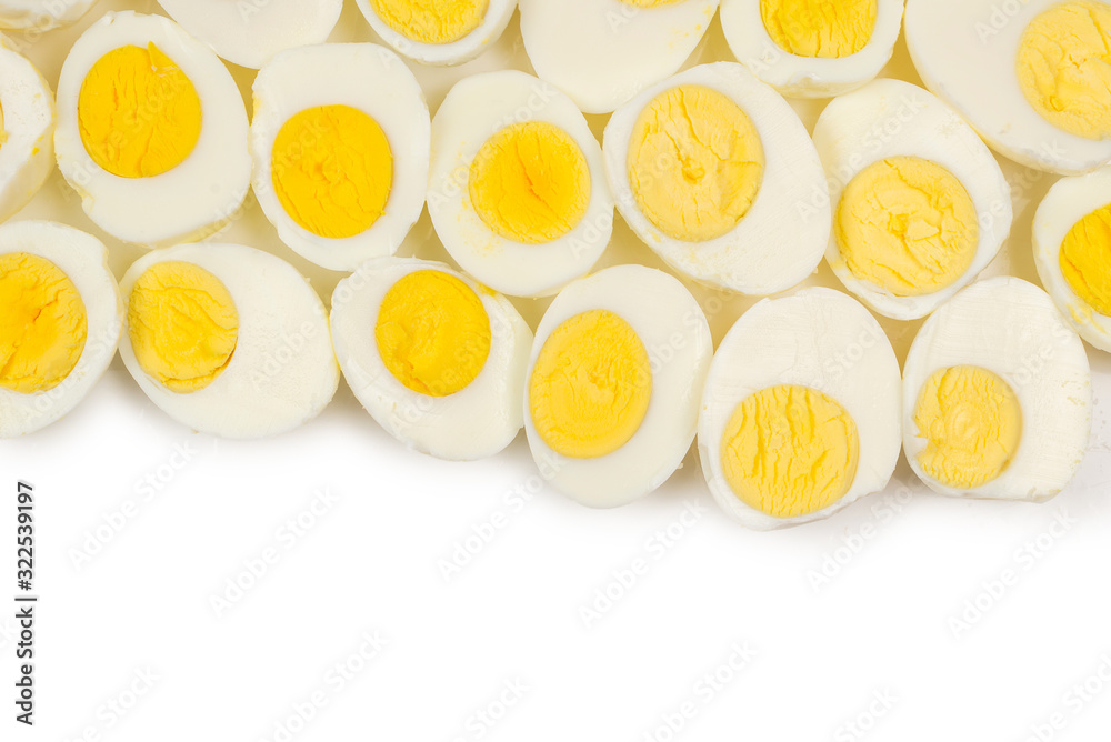 Half boiled eggs background. Half boiled eggs background.
