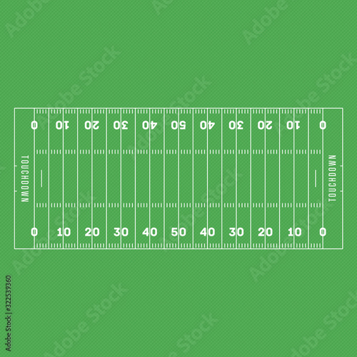 American football field background. Soccer field in top view. Textured Grass American Football Field. Vector illustration in realistic style. EPS 10.