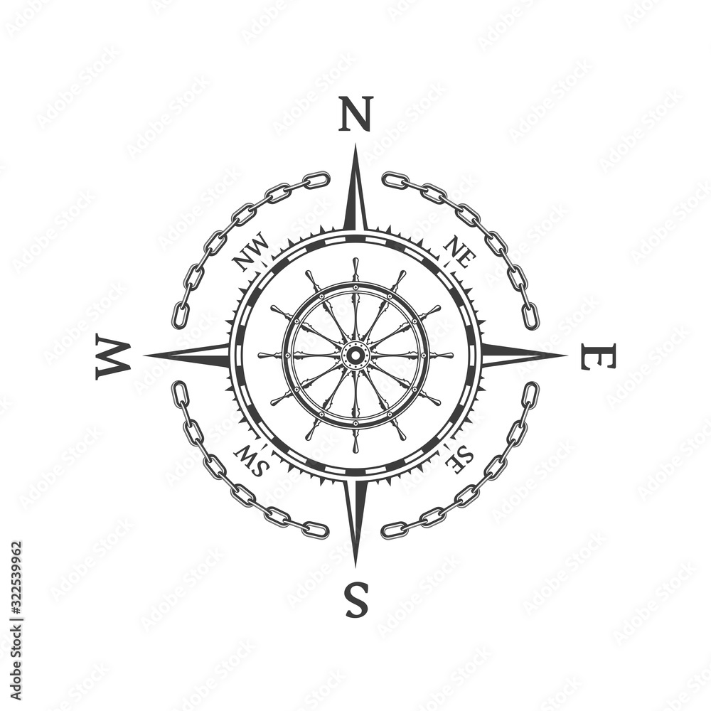 Wind rose vector illustration. Nautical compass icon isolated on white background. Vintage or retro nautical and marine navigation concepts. Design element for marine theme and heraldry. EPS 10. Wind rose vector illustration. Nautical compass icon isolated on white background. Vintage or retro nautical and marine navigation concepts. Design element for marine theme and heraldry. EPS 10.
