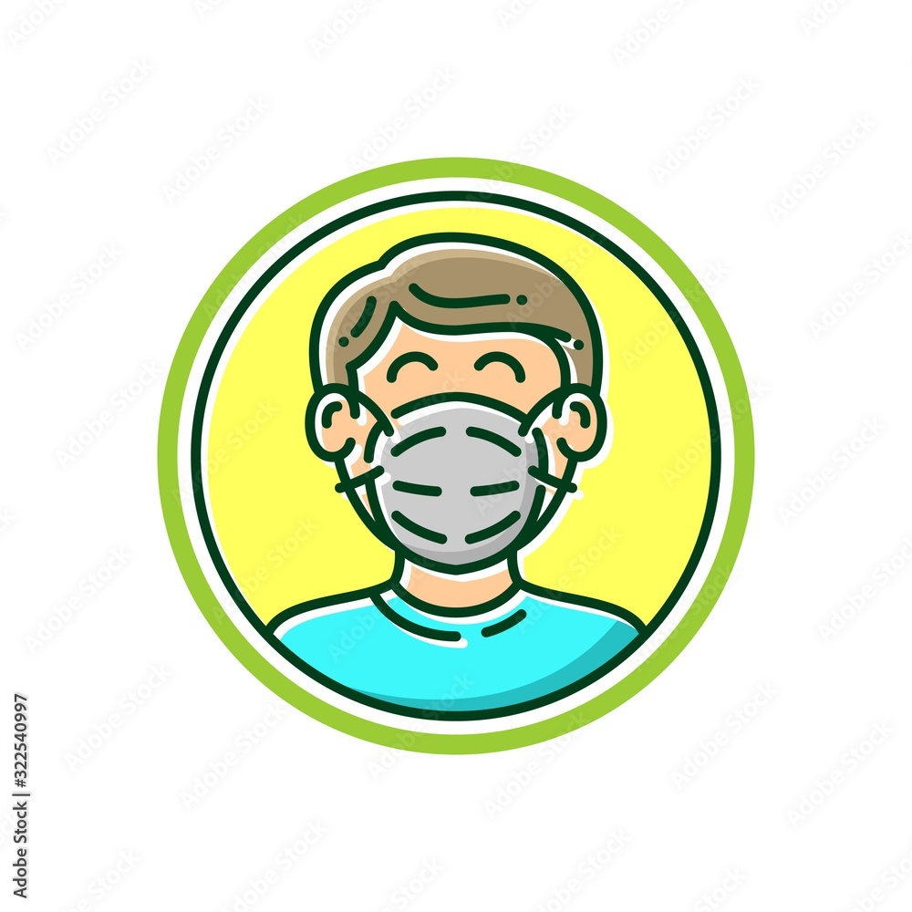 air pollution masks icon vector