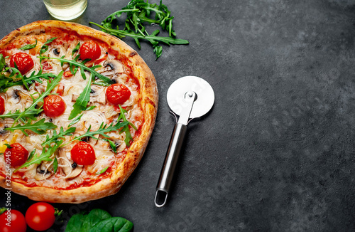  italian pizza on stone background