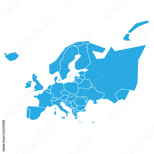 Very simplified infographical political map of Europe in green color scheme. Simple geometric vector illustration