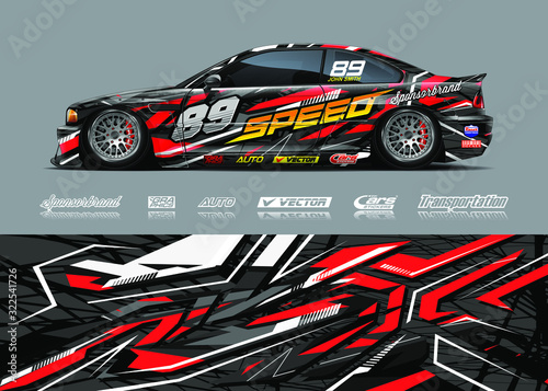 Truck wrap design vector kit. Modern sport graphics. Abstract stripe racing and grunge background for wrap all vehicle, race car, rally, adventure vehicle and car livery.