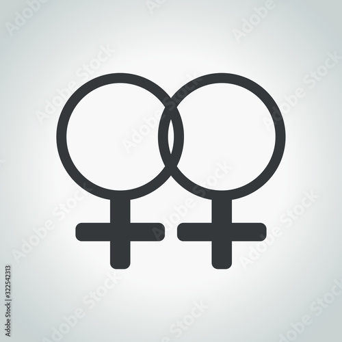 Woman icons together on gray background. Concept of lesbian women.