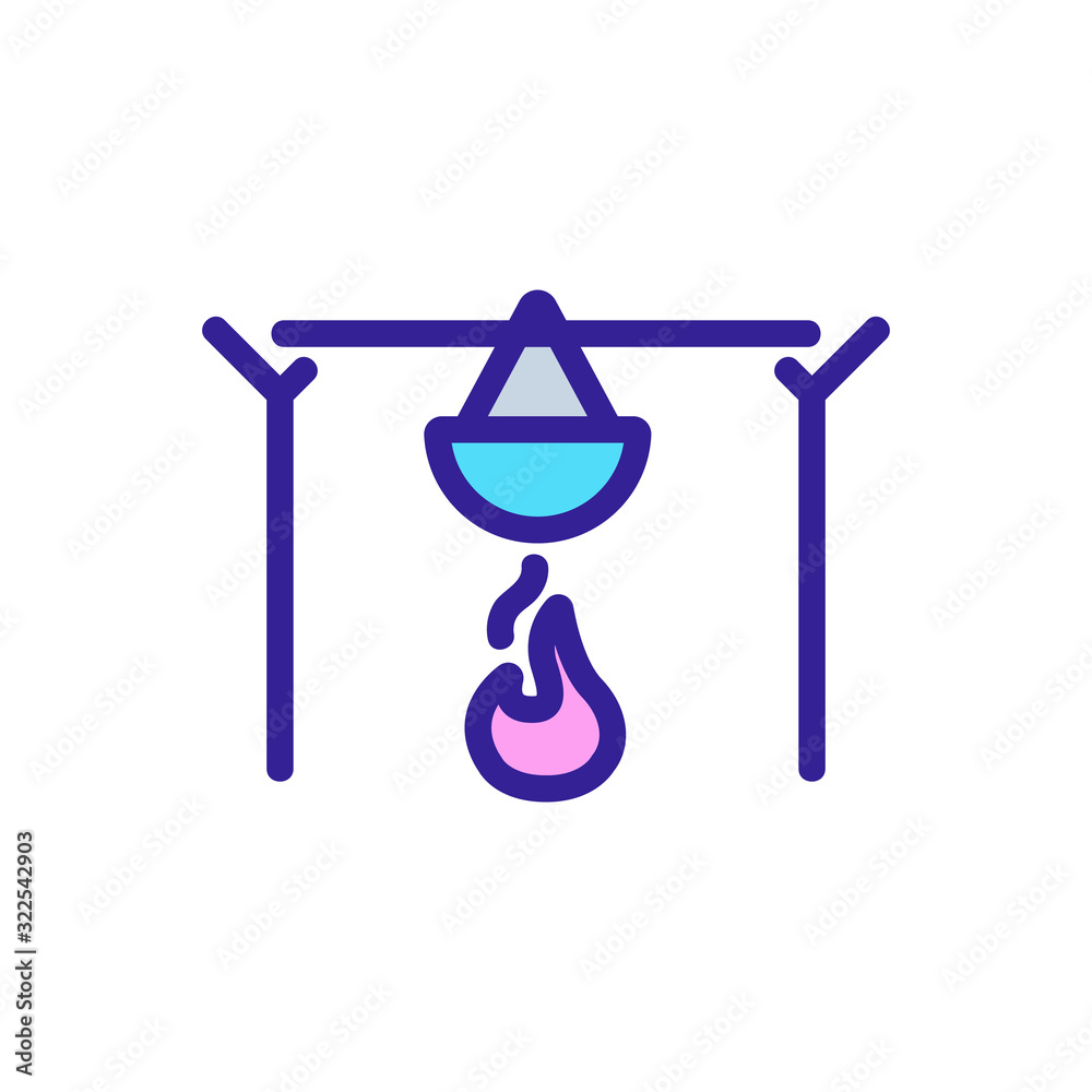 Bonfire bowler food icon vector. Thin line sign. Isolated contour symbol illustration Bonfire bowler food icon vector. Thin line sign. Isolated contour symbol illustration