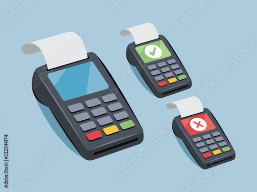 Payment terminal - credit card payment - vector cartoon illustration