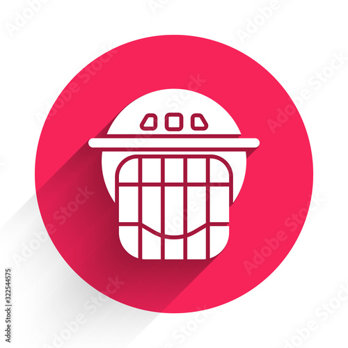 Photography White Hockey helmet icon isolated with long shadow