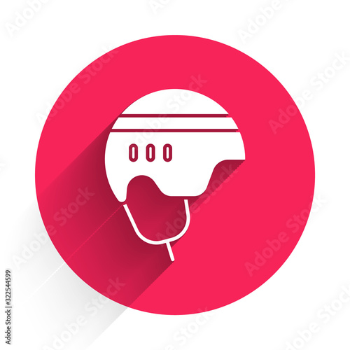 Canvas Print White Hockey helmet icon isolated with long shadow