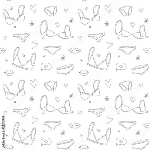 Women's underwear lingerie bras and panties seamless pattern background