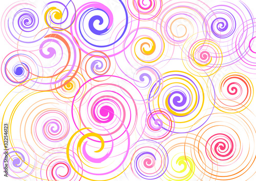Abstract pattern of multicolor spiral circles vector