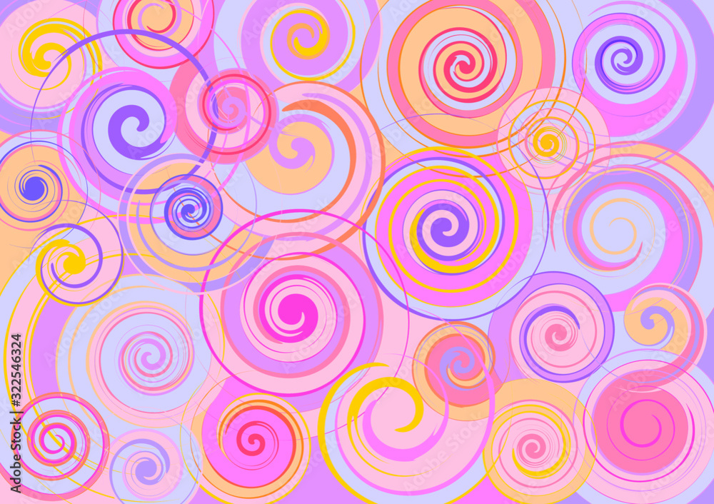 Abstract pattern of multicolor spiral circles vector