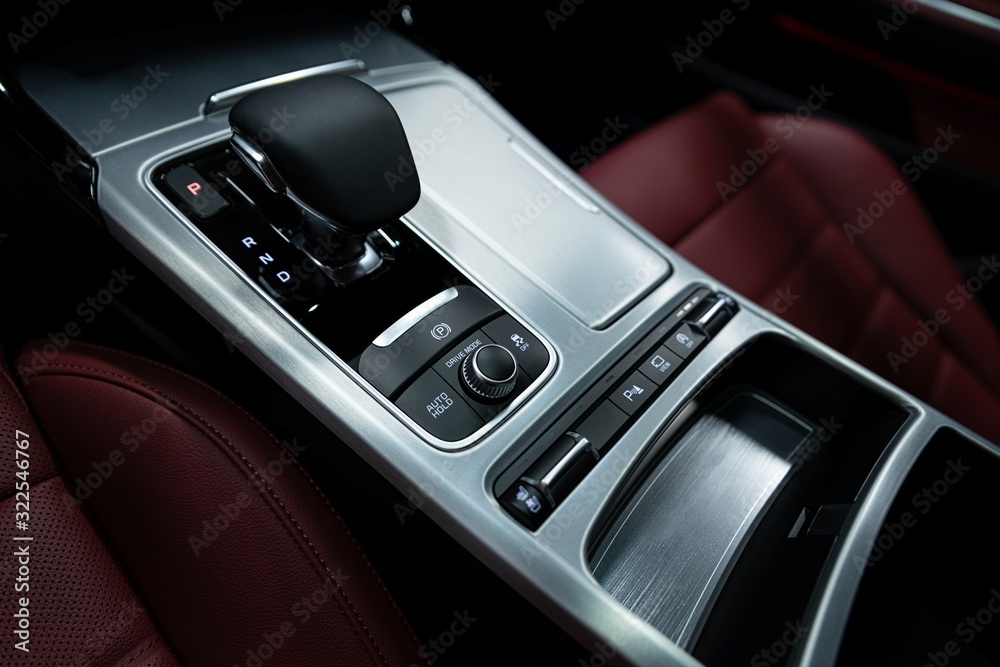 Modern car automatic gearbox lever.