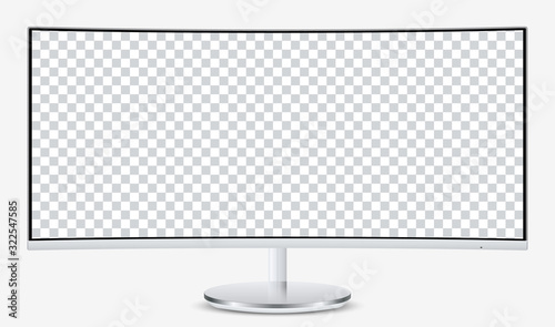 Mockup QLED curved display monitor with blank screen for your design. Vector illustration EPS10