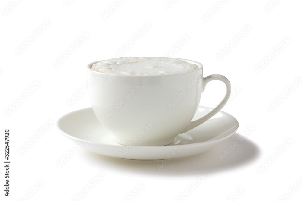 White coffee cup with saucer isolated on white. White coffee cup with saucer isolated on white.