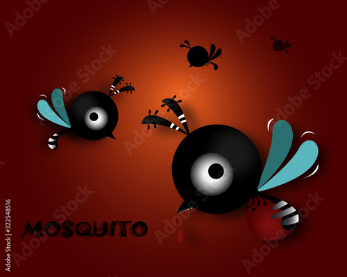 mosquito carrier of dengue fever, zika virus and malaria. mosquito control concept. vector illustration