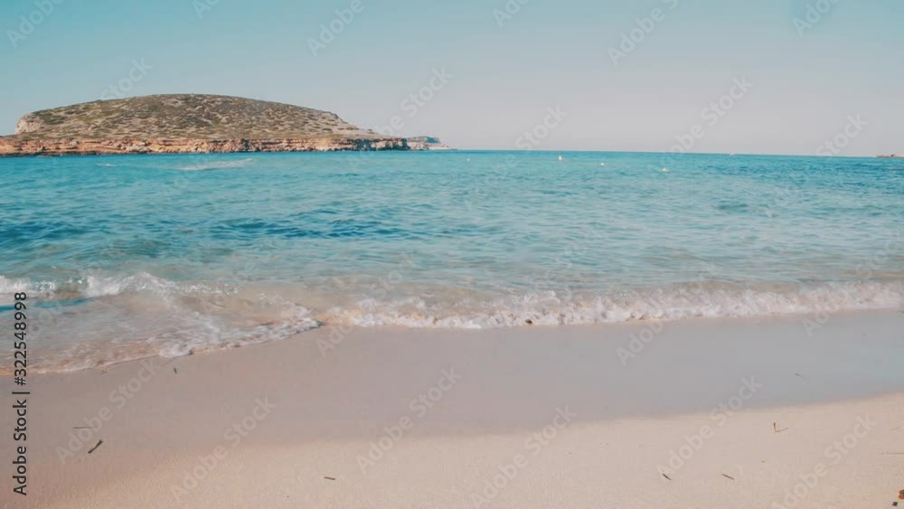 Ibiza Cala Bassa Beach Washed by the Transparent Waves Ibiza Cala Bassa Beach Washed by the Transparent Waves