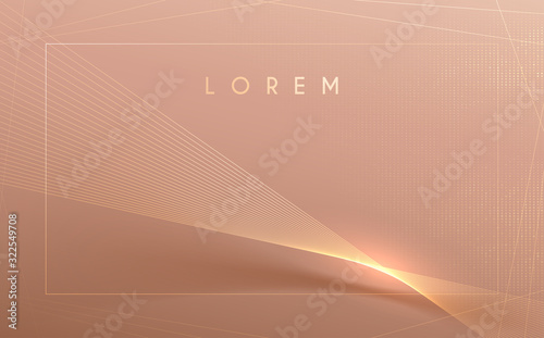 Abstract gold light lines frame background