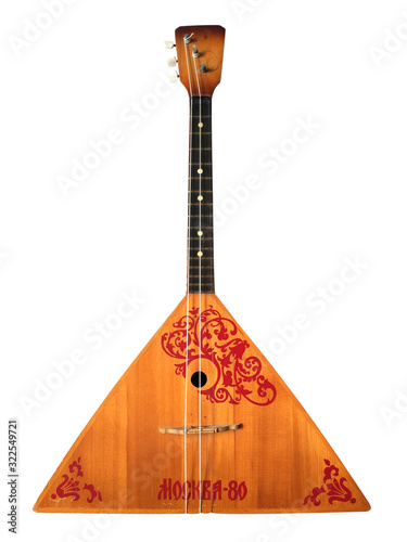 Schilderij op canvas Balalaika Russian folk string musical instrument isolated on white background